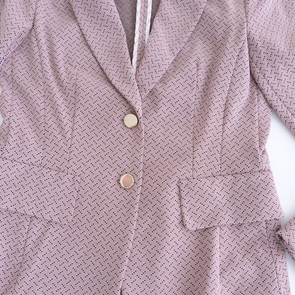 Marc Cain Dusty Pink w Navy Double Button Blazer Size 2 - Picture 7 of 12